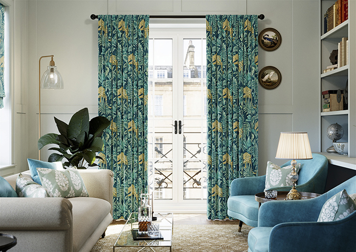 Leopard, Teal - Made to Measure Curtain - Image 3